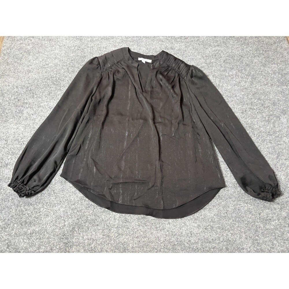 Chicos Top Shirt Womens Chico Size 1.5 US 10 Black Long Sleeve Blouse